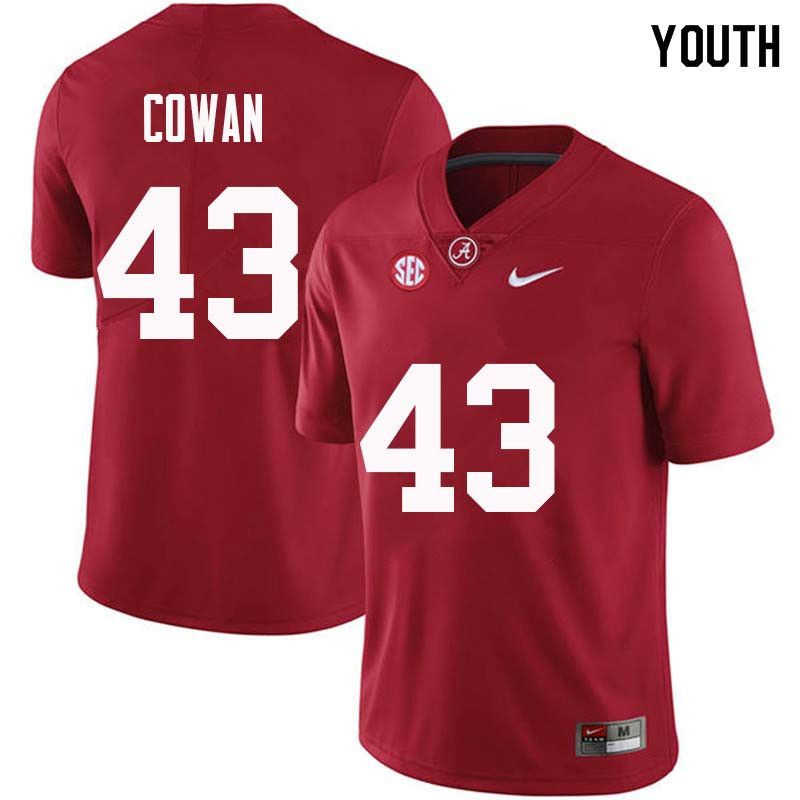 Alabama Crimson Tide Youth VanDarius Cowan #43 Crimson NCAA Nike Authentic Stitched College Football Jersey FG16O80SE